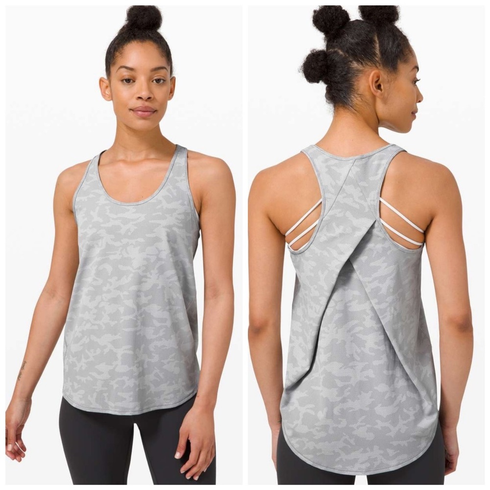Lululemon Essential Tank *Pleated Incognito Camo SSL Silver Drop Alpine White